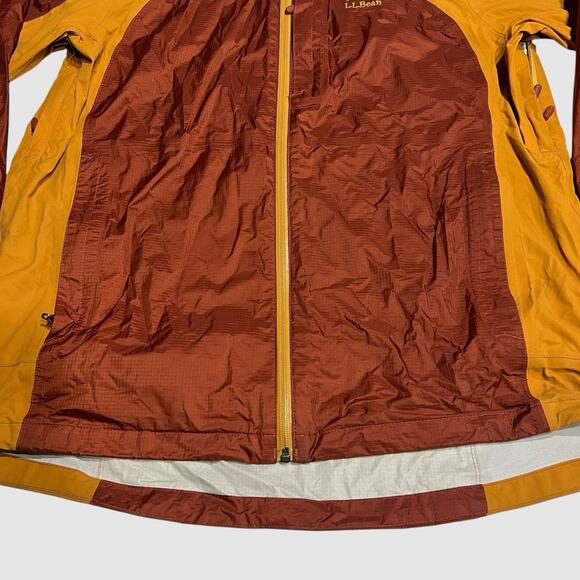 Ll Bean Full Zip Rain Jacket Hooded Orange Color Block Mens Size Large - Picture 2 of 8